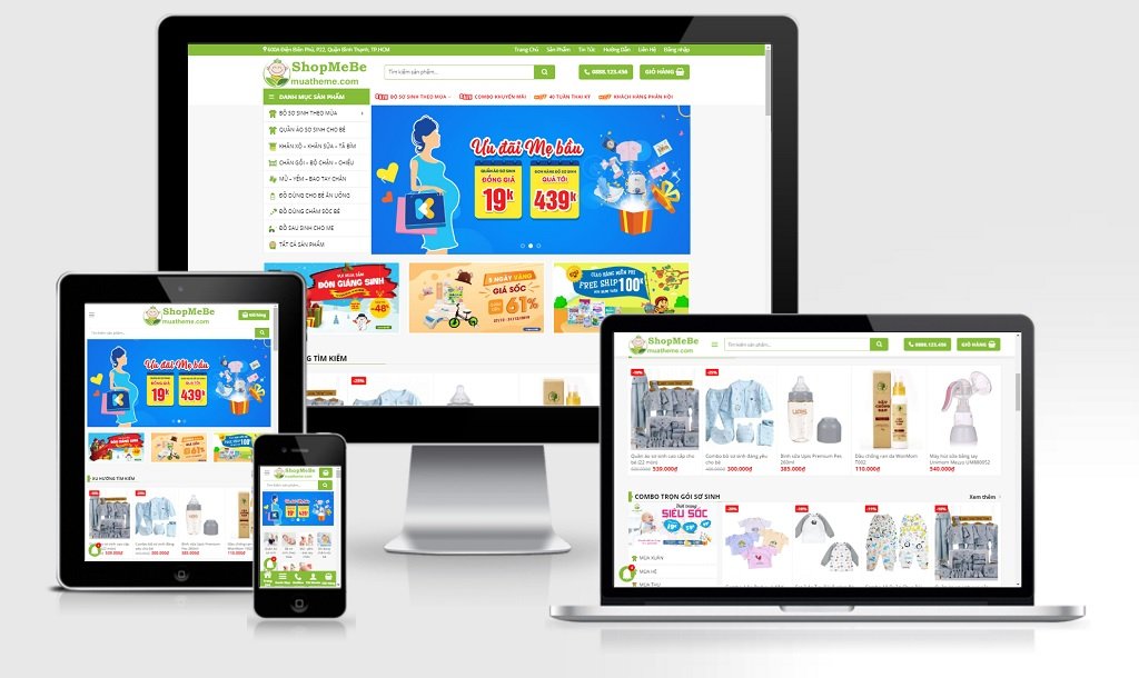 Theme WordPress cho shop mẹ và bé mẫu số 2